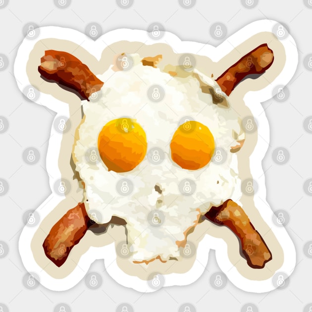 Eggs Bacon Skull Sticker by DavesTees